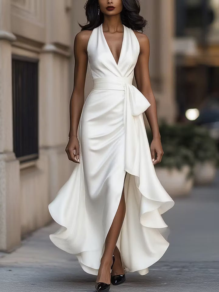 Scarlett | Satenasti Halter Ruffles Haljina