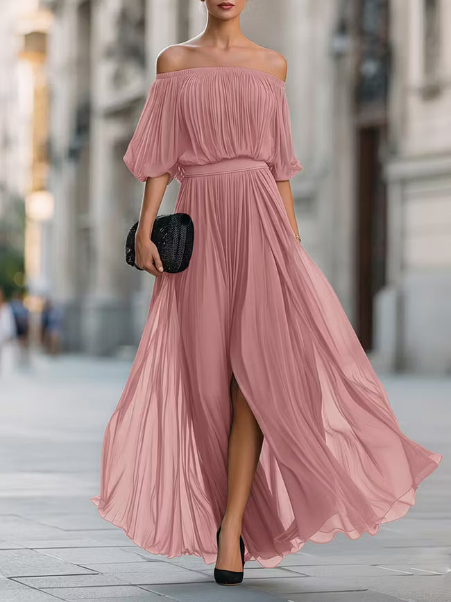 Victoria | Haljina Maxi od Chiffona s Otvorenim Ramena