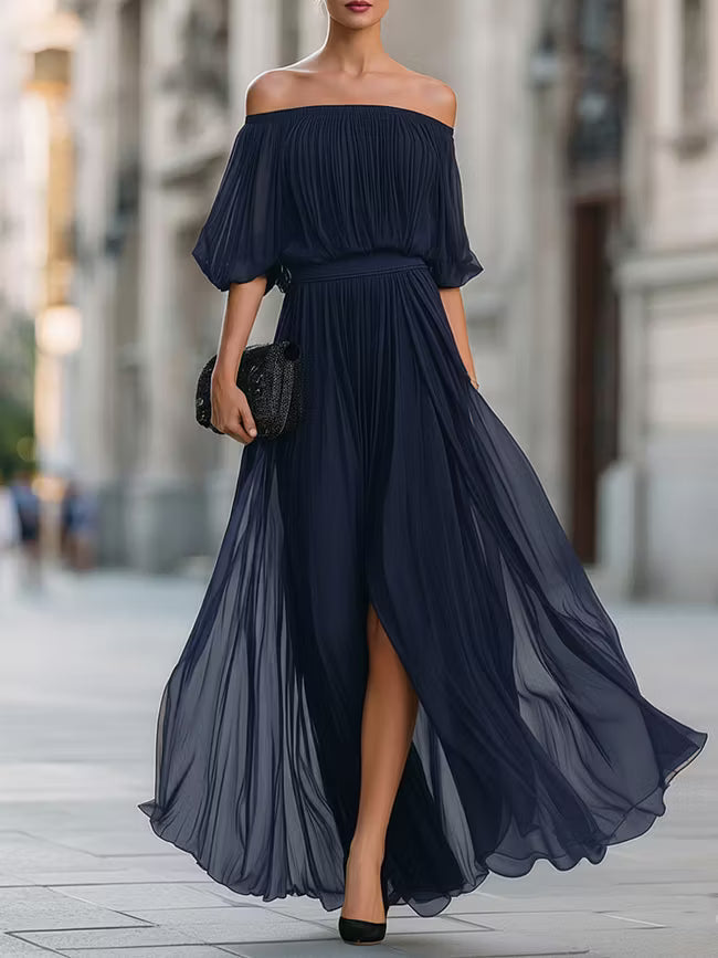 Victoria | Haljina Maxi od Chiffona s Otvorenim Ramena