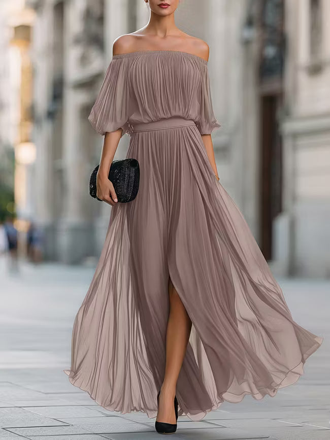Victoria | Haljina Maxi od Chiffona s Otvorenim Ramena