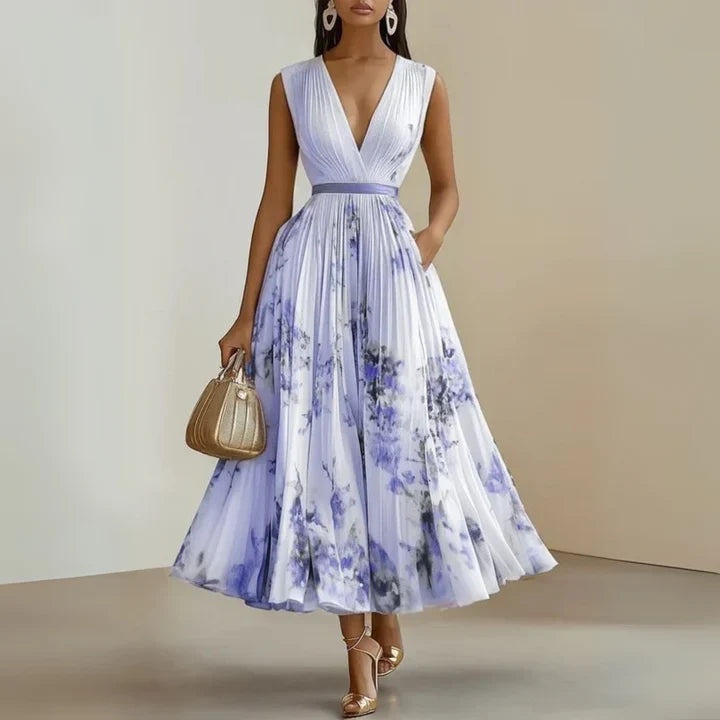 Amelia - Vestido Maxi Chiffon Plissado