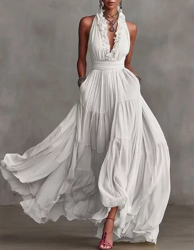 Isabella - Vestido Maxi Plissado Halter