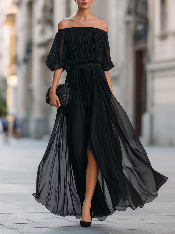 Victoria | Haljina Maxi od Chiffona s Otvorenim Ramena