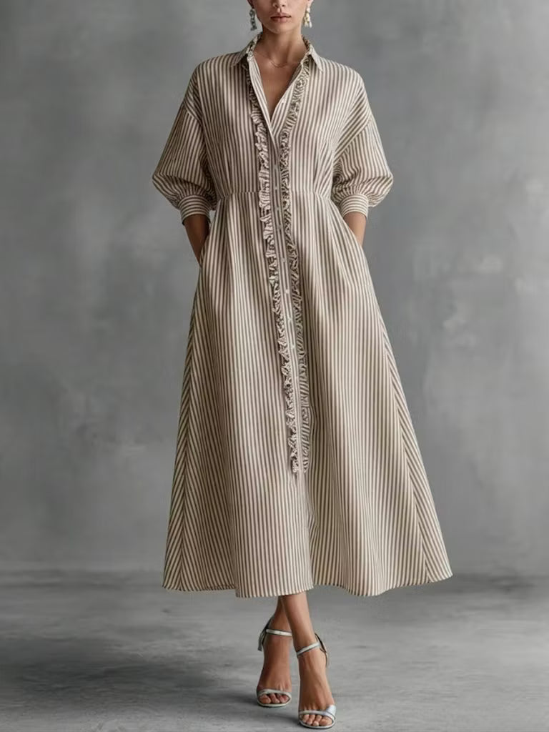 Claire - Vestido Folhos Riscas