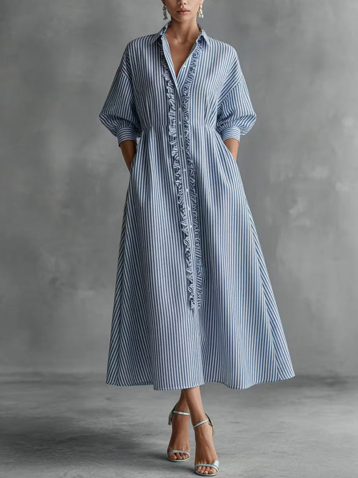 Claire - Vestido Folhos Riscas