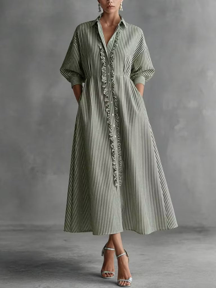 Claire - Vestido Folhos Riscas