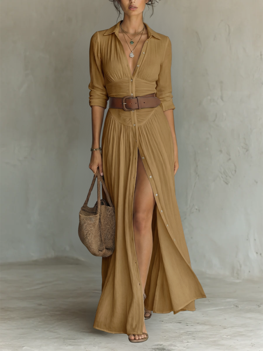 Camila - Vestido Maxi Colarinho