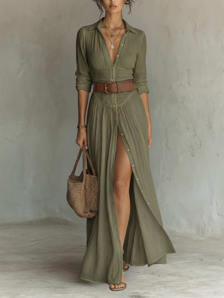 Camila - Vestido Maxi Colarinho