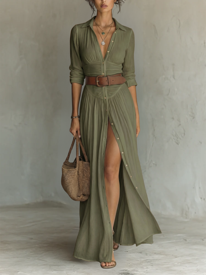 Camila - Vestido Maxi Colarinho