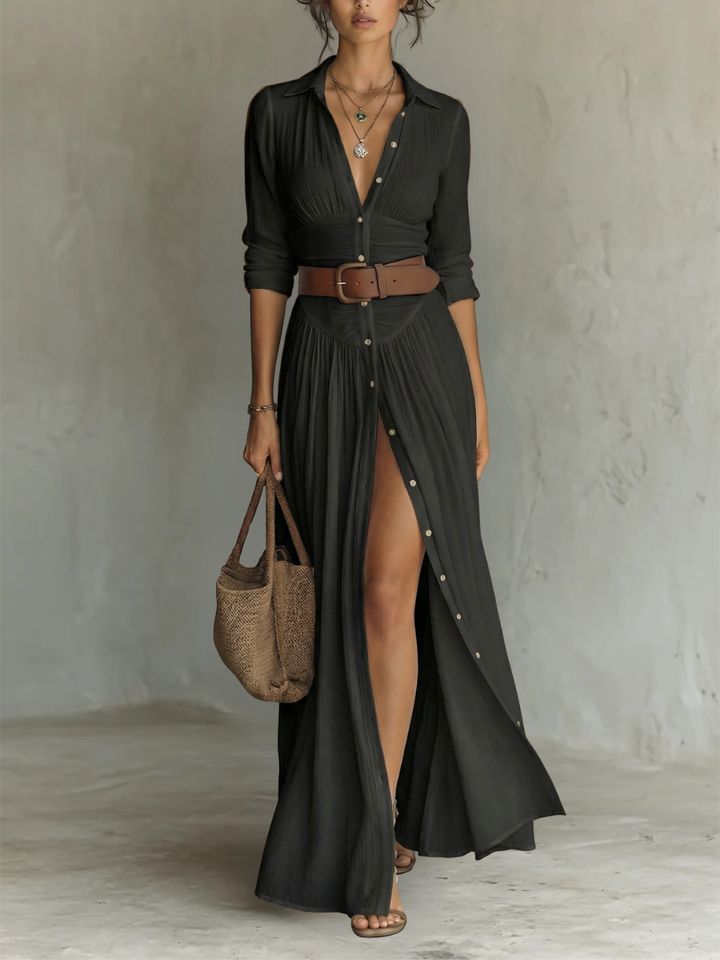 Camila - Vestido Maxi Colarinho