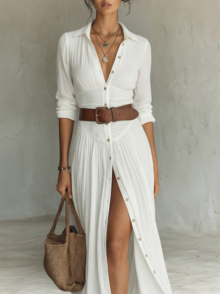 Camila - Vestido Maxi Colarinho
