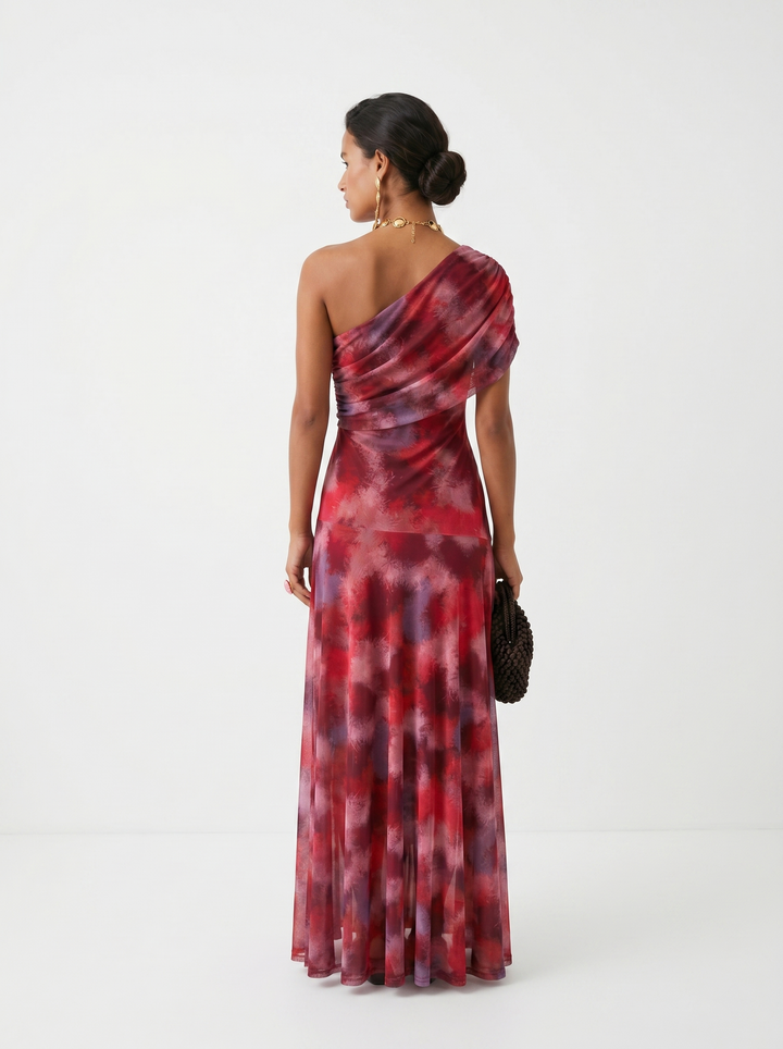 Carla – Bordo Print Jednog Ramena