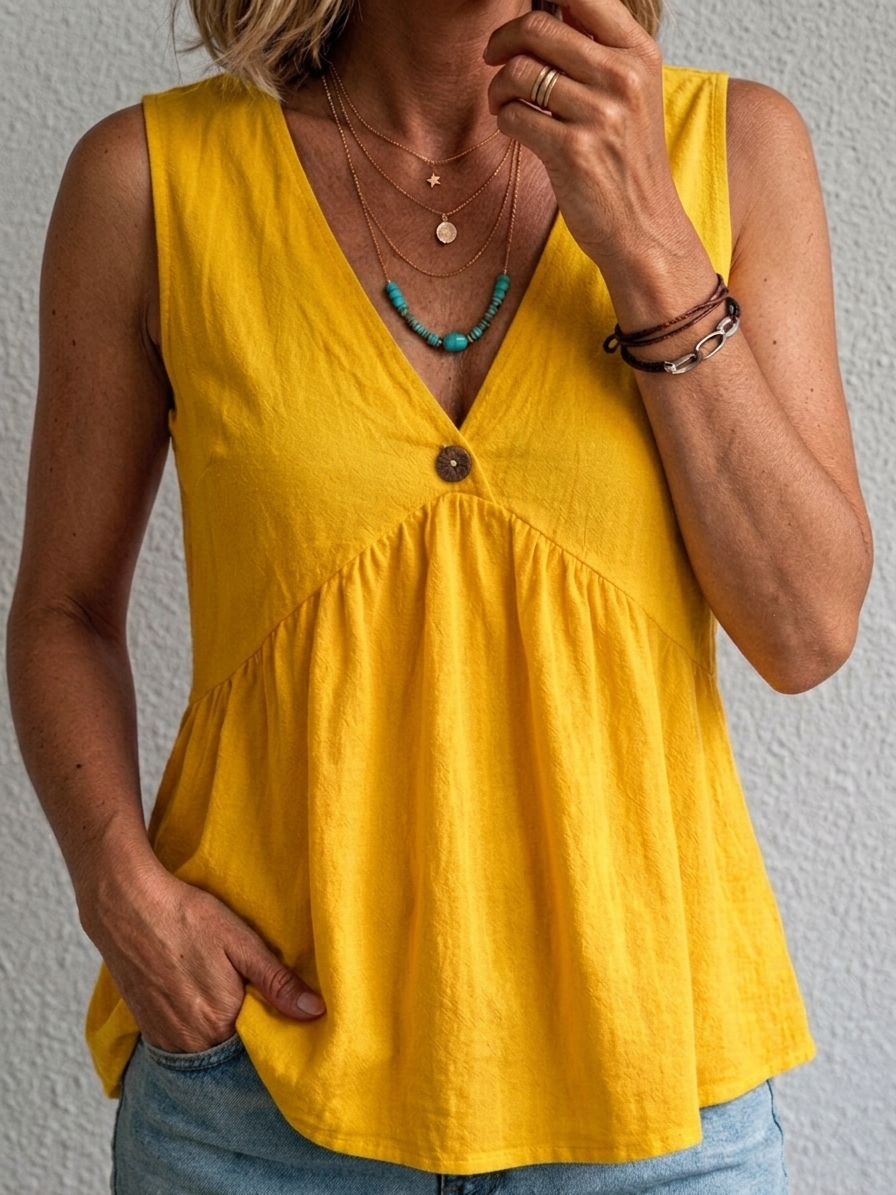 Charlotte - Blusa Decote V Elegante