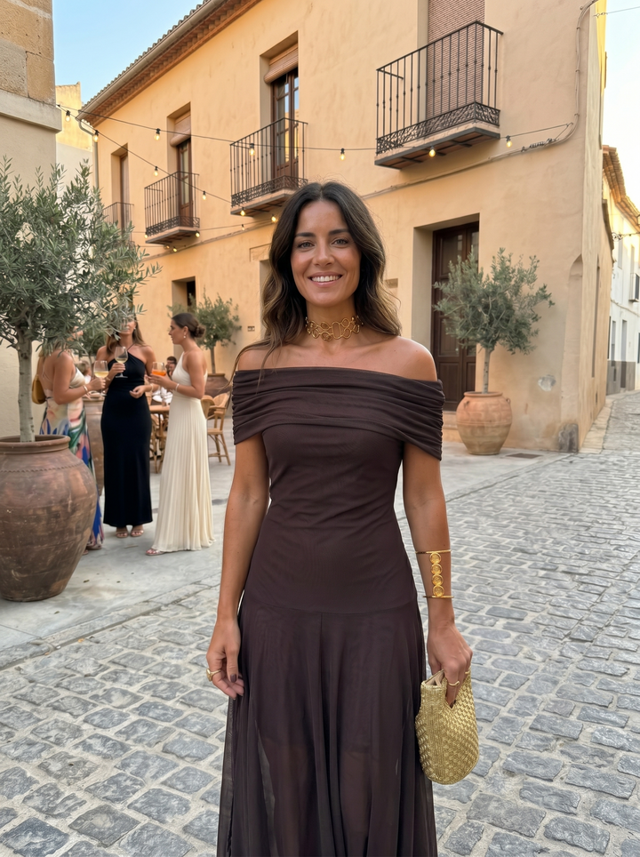 Carla – Bordo Print Jednog Ramena