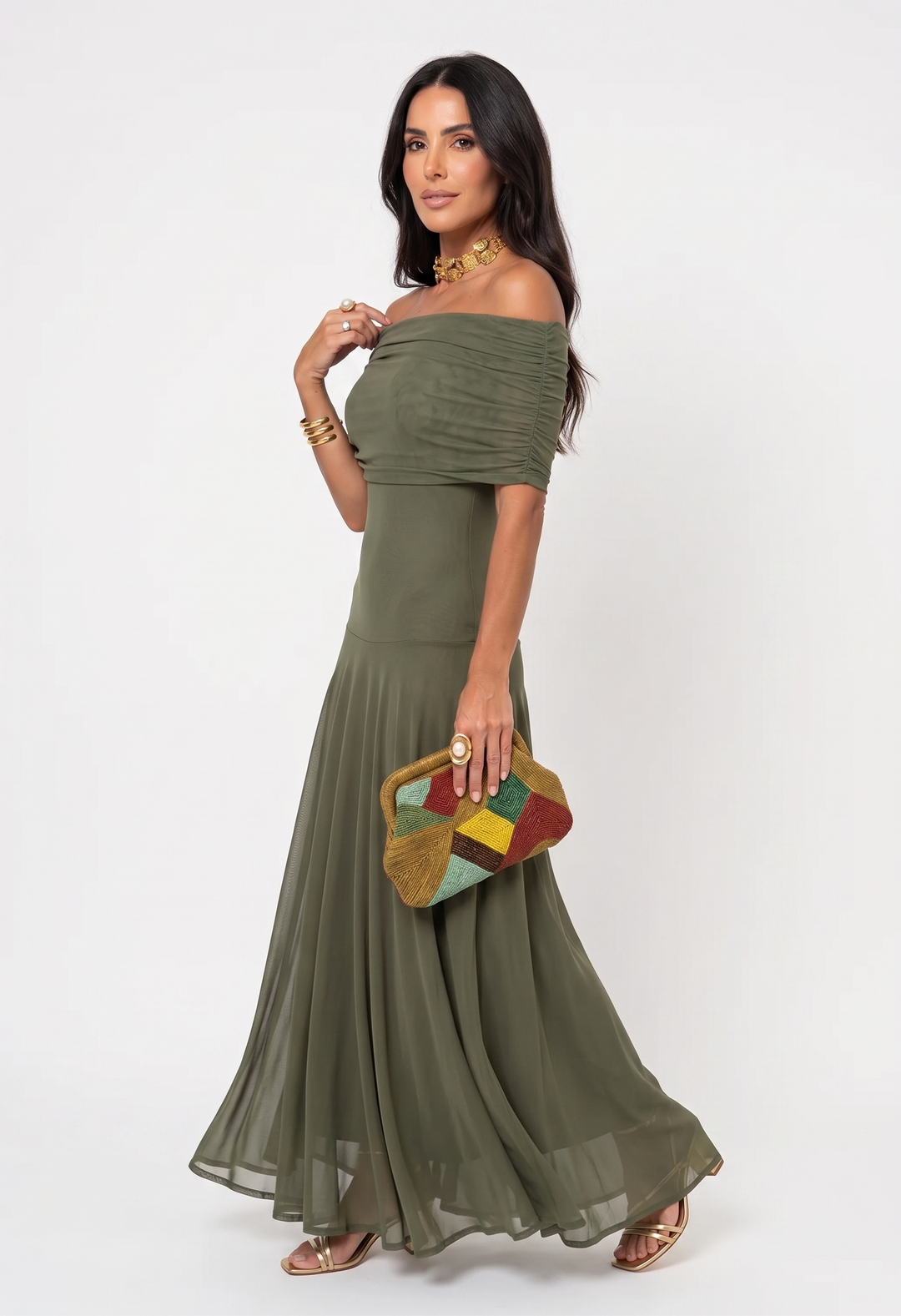 Carla – Bordo Print Jednog Ramena