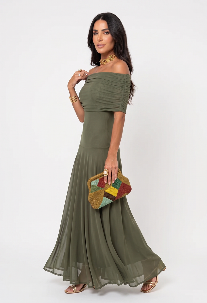 Carla – Bordo Print Jednog Ramena