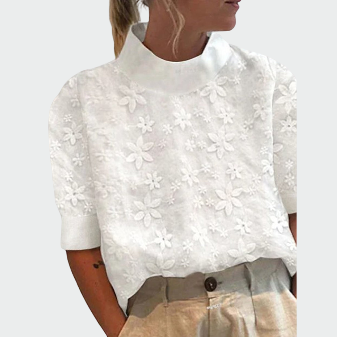 Bluza s vezenjem i visokim ovratnikom