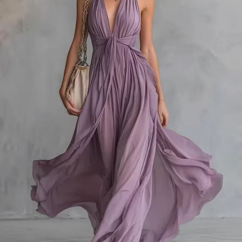 LILA - Vestido Maxi Halter Drapeado