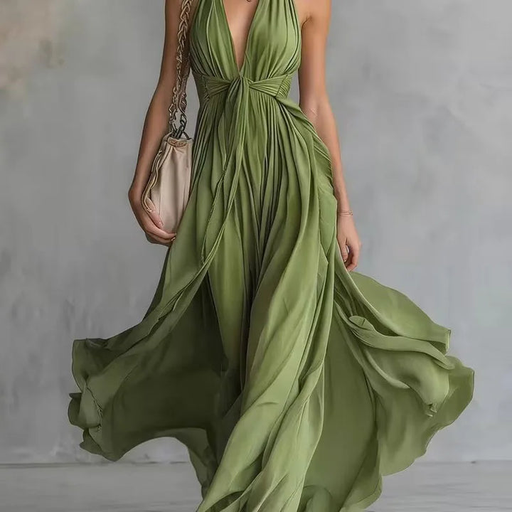 LILA - Vestido Maxi Halter Drapeado
