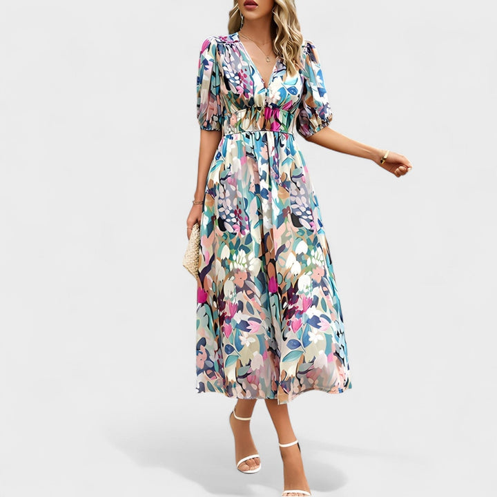 Clara - Elegantna Midi Cvjetna Haljina