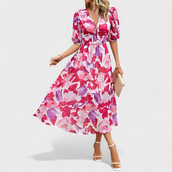 Clara - Elegantna Midi Cvjetna Haljina