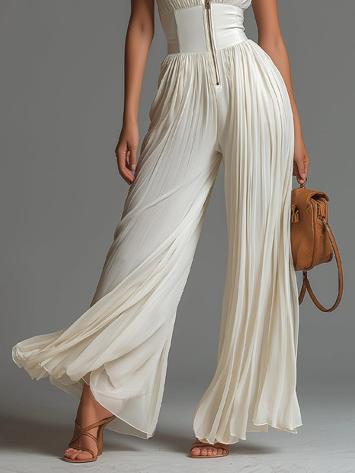 Zsófia Kombinezon – Bijeli Plisirani Chiffon