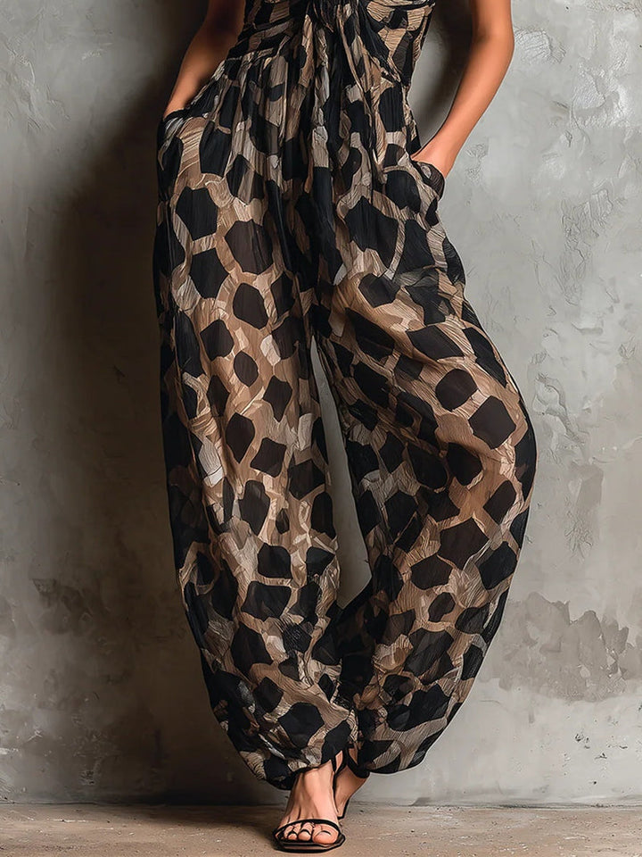 ROBERTA | JUMPSUIT S ANIMAL PRINTOM I ŠIROKIM NOGAVICAMA