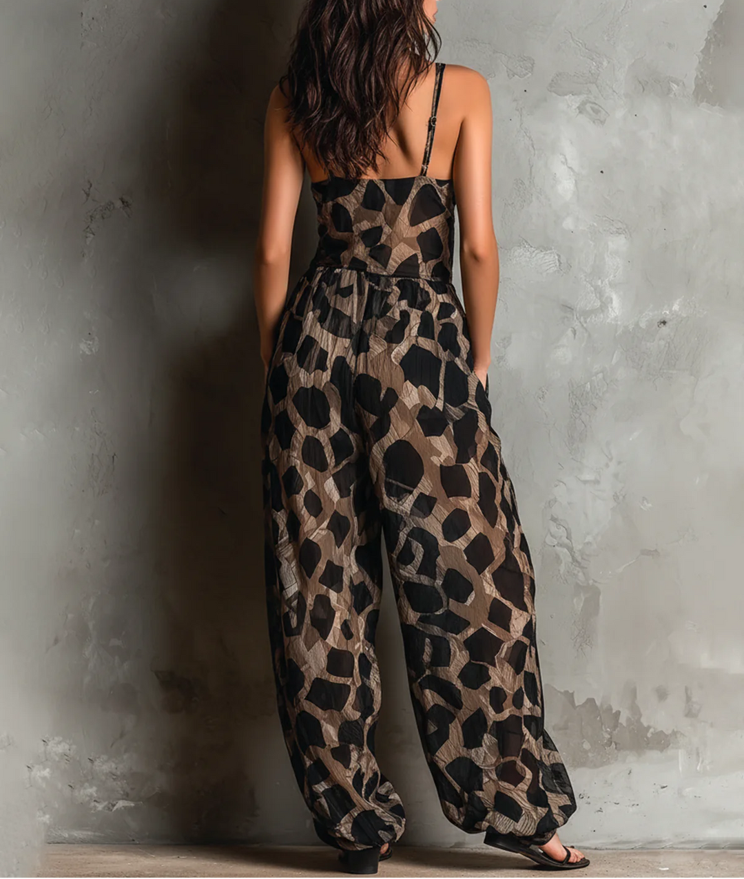 ROBERTA | JUMPSUIT S ANIMAL PRINTOM I ŠIROKIM NOGAVICAMA