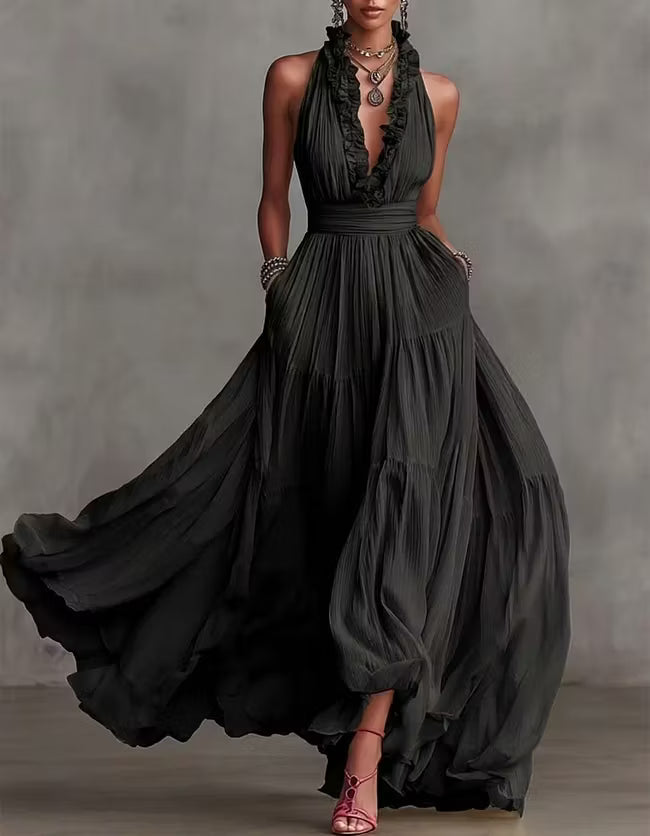 Isabella - Vestido Maxi Plissado Halter