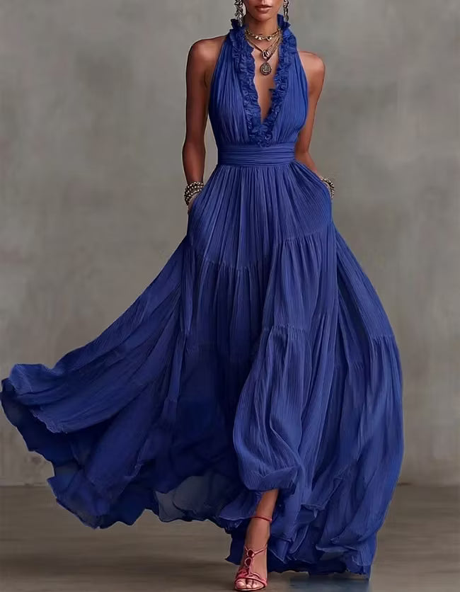Isabella - Vestido Maxi Plissado Halter