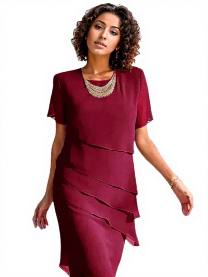 Lívia – Bordo Slojevita Midi Haljina