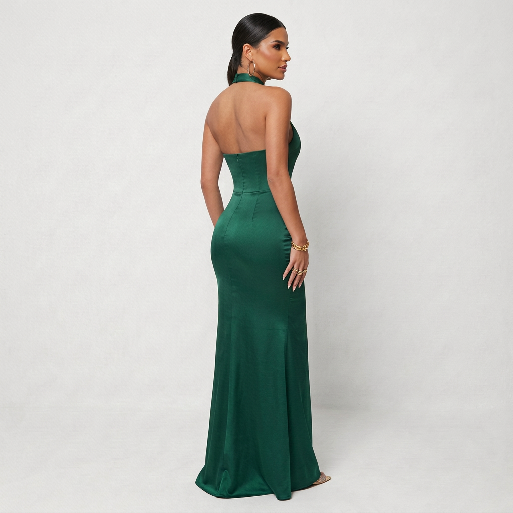 Liana – Smaragdno Zelena Halter Silueta