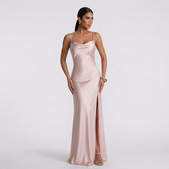 Leonor – Plavi Saten s Prorezom