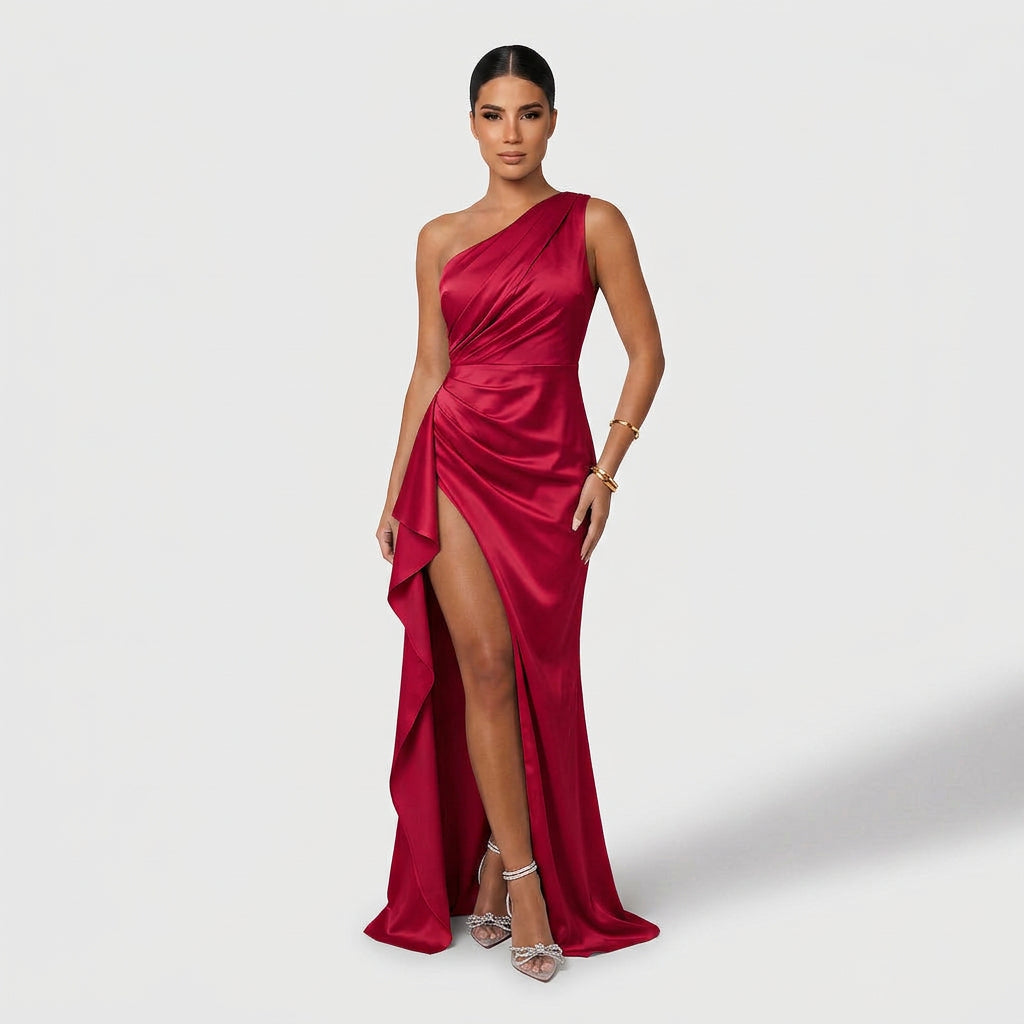 Joana – Tamnoplavi Saten Jedno Rame
