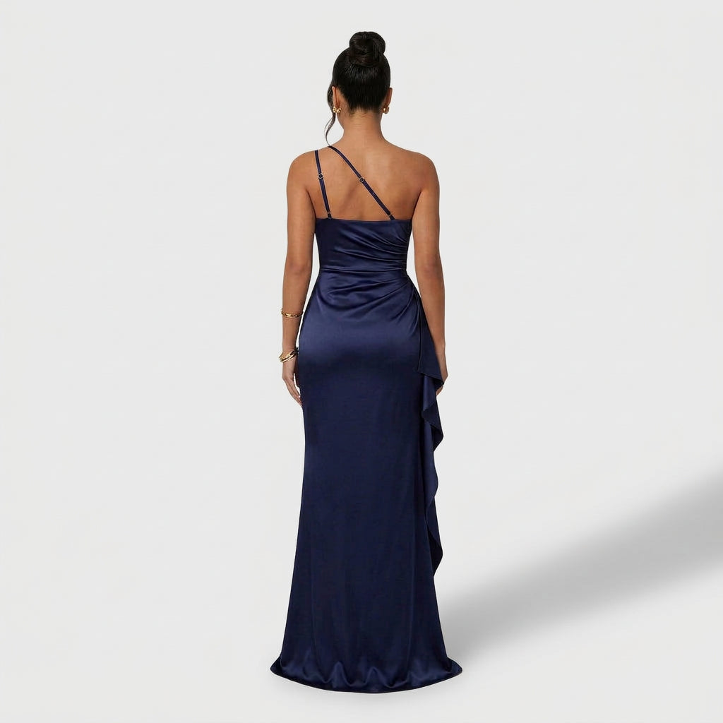 Joana – Tamnoplavi Saten Jedno Rame