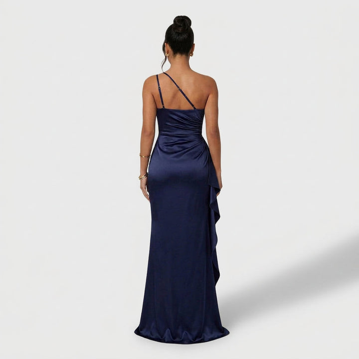 Joana – Tamnoplavi Saten Jedno Rame