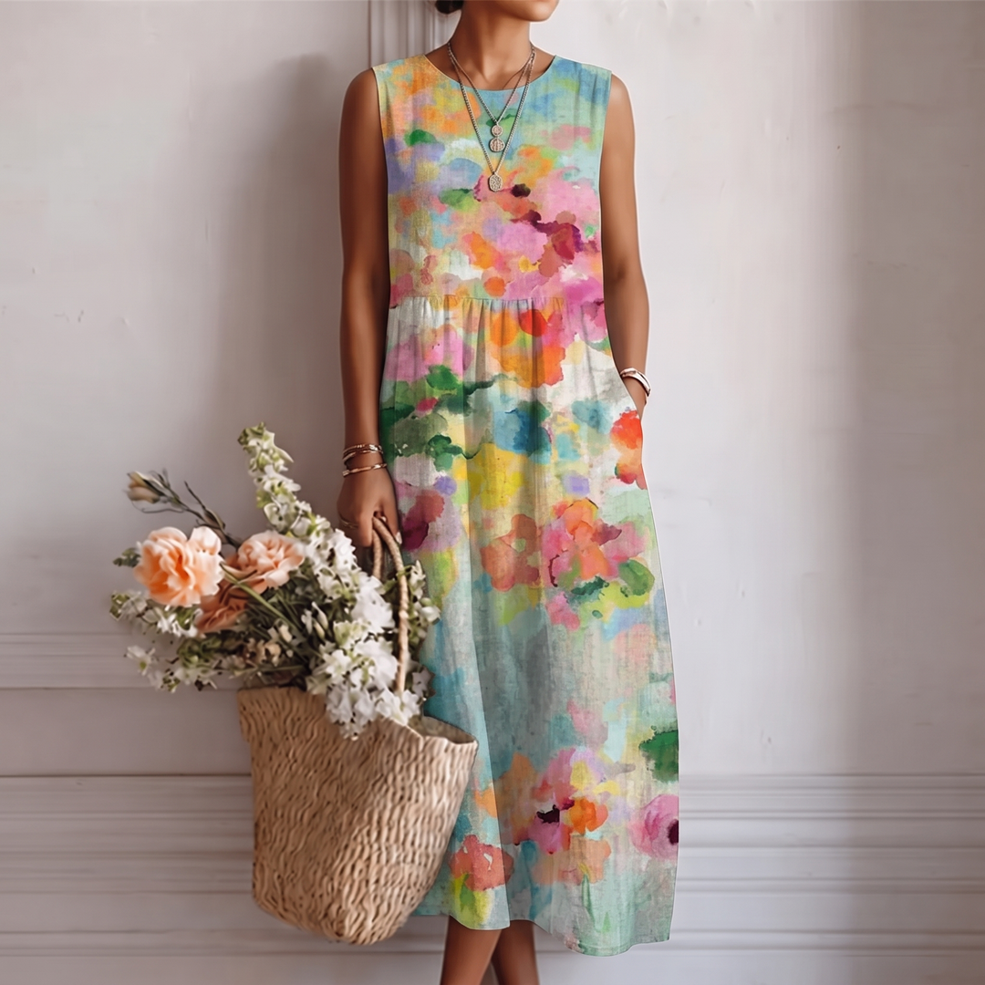 Ljiljana™ | Elegantni Višebojni Midi Haljina