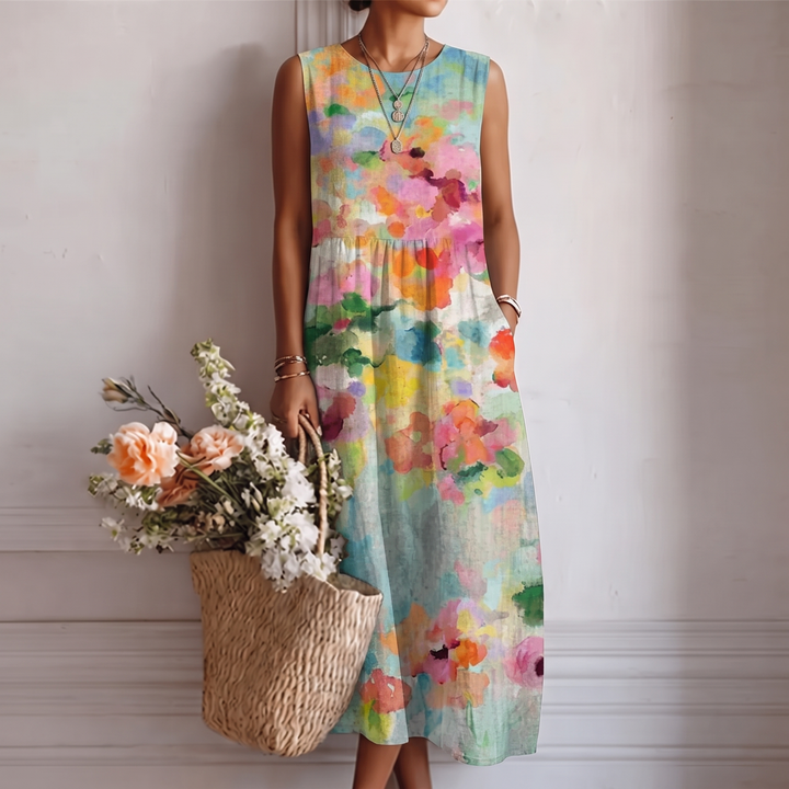 Ljiljana™ | Elegantni Višebojni Midi Haljina