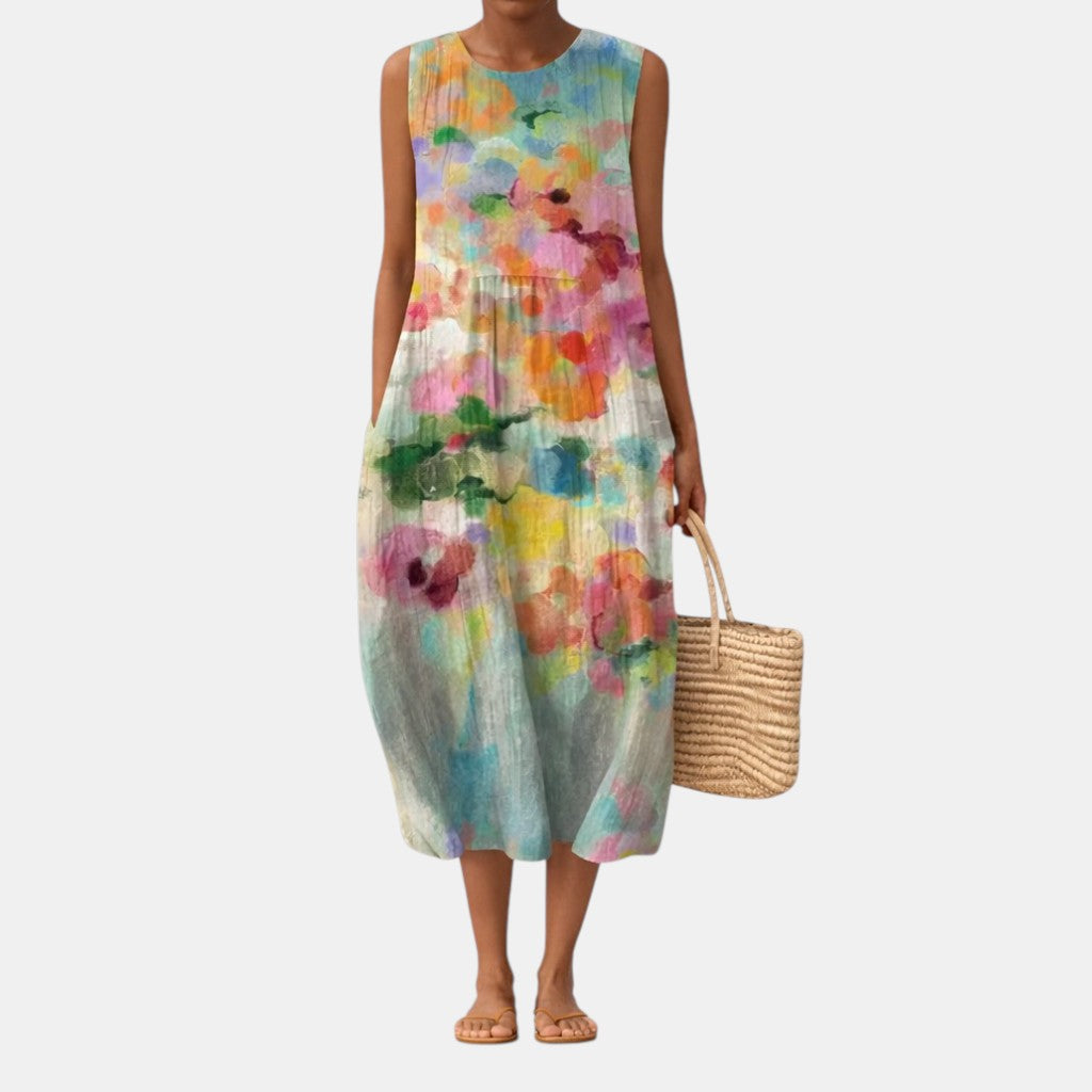 Ljiljana™ | Elegantni Višebojni Midi Haljina