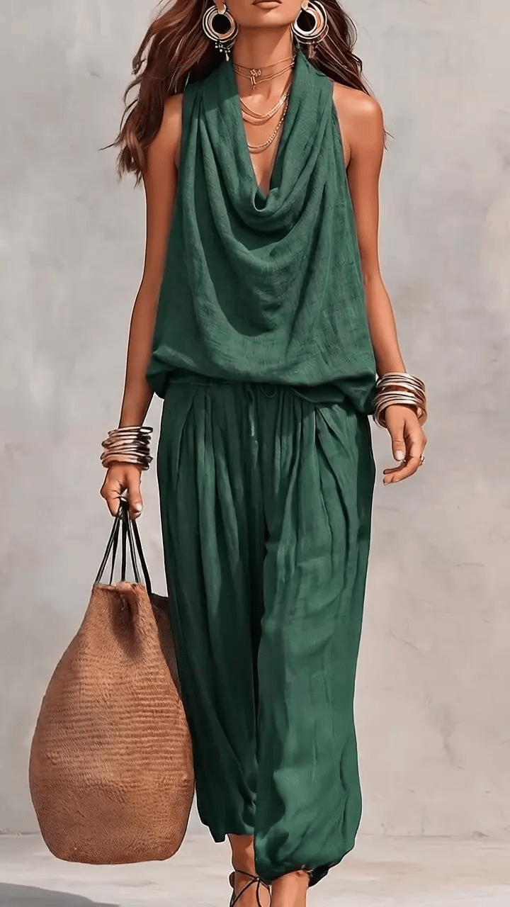Ivana - Kombinezon zelena halter