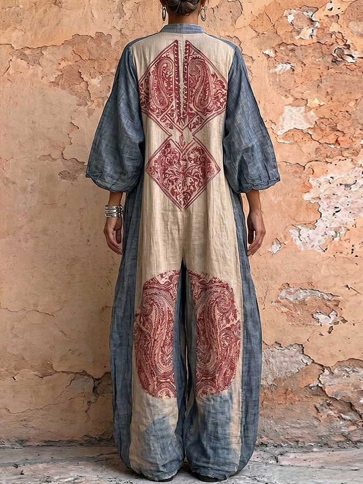 Anka - Kombinezon šareni lan elegantni