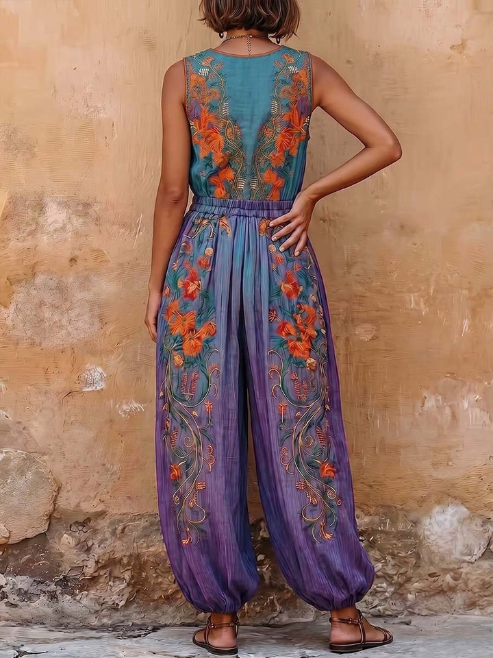 Sanja - Kombinezon šareni lan elegantni
