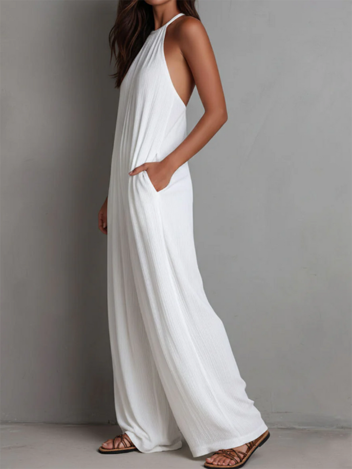 Bruna - Kombinezon crna lan halter