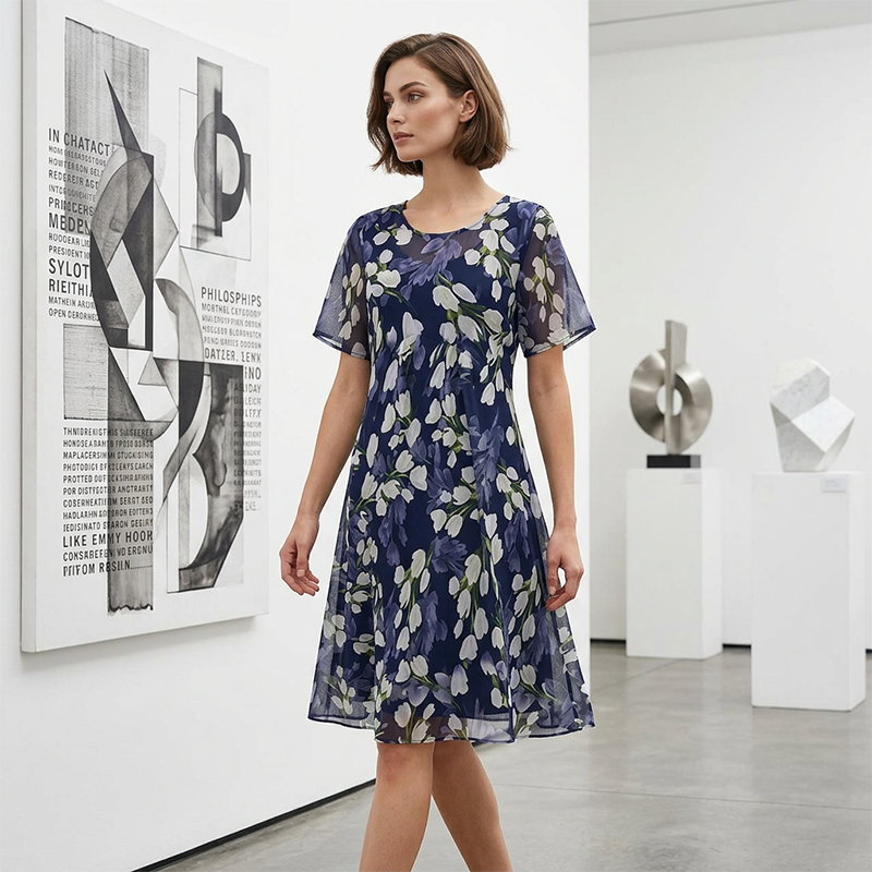 Julia – Elegantni Cvjetni Uzorak, Dvostruki Chiffon